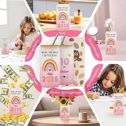10 Year Old Girl Gift,10th Birthday Gifts for Girls 2025,Happy 10th Birthday Cups With Lids and Straws Gift Ideas,Fashion Gifts for Her,Thoughtful Presents for 10 Year Old Daughter,Niece,Sister - 10th Birthday Gift thumbnail 7
