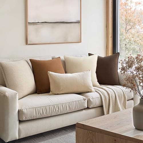 Drapenova Brown Pillow Covers Pack of 4 Decorative Throw Pillow Covers Soft Accent Pillows Boho Couch Cushion Covers Modern Home Decor for Living Room Bed Sofa 16x16 Inch thumbnail 2