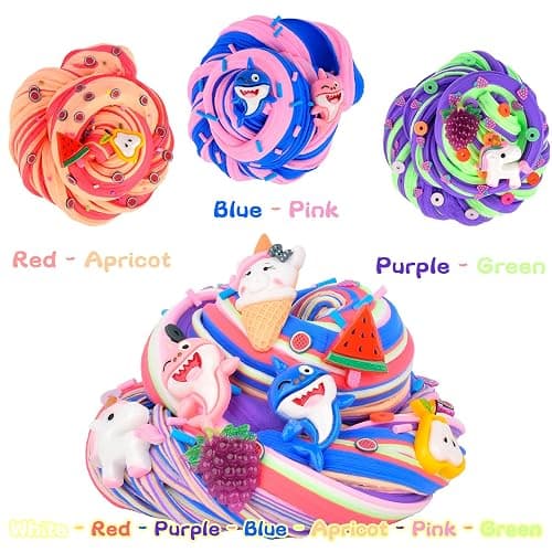 7 PACK KIT: Butter Slime Party in Pink, Blue, Ice Cream & Watermelon, Soft & Non-Sticky Scent Slimes for Kids, 7 Colors and Charms - 7 Pack Butter Slime(60ml) thumbnail 3