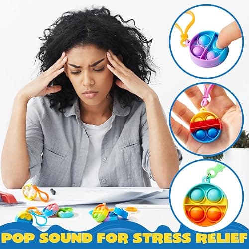 JOYIN Round Pop Fidget Keychain 30 Pack Pop Fidget Toys Bulk Party Favors for Kids 4-8,8-12 Years, Birthday Goodie Bags Stuffers Back to School Gifts for Students Classroom Prizes Sensory Toys thumbnail 6