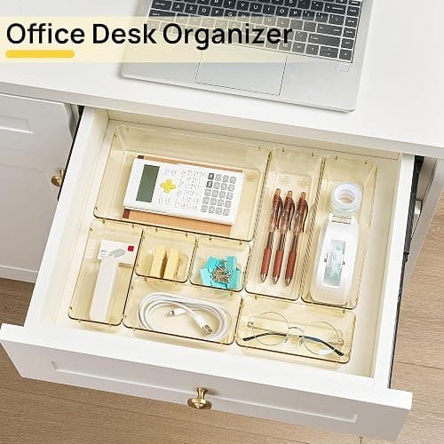 Vtopmart 25 Pack Plastic Drawer Organizers with Non-slip Rubber Pads | 4-Size Versatile Makeup Organizer, Storage Containers Small Bins for Makeup, Jewelries, Bedroom, Kitchen Utensils and Office thumbnail 5