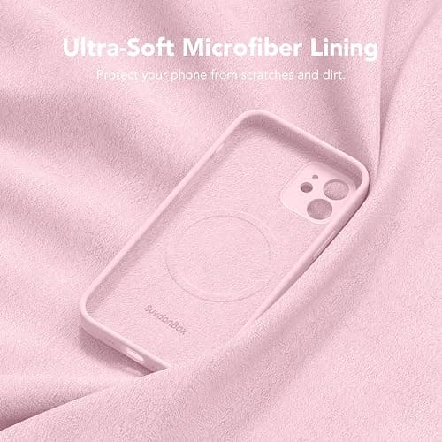 SuydanBox Magnetic for iPhone 12 Case, Compatible with MagSafe, [Full Camera Protection][Screen Protectors] Silicone Shockproof Protective Phone Case for iPhone 12 6.1", Chalk Pink thumbnail 7