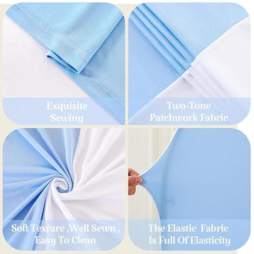 Wedding Arch Backdrop Cover, 6FT White Blue Arch Cover Stretchy Backdrops, Double-Sided Arch Stand Covers for Wedding Ceremony, Baby Shower, Birthday Party Decoration thumbnail 5