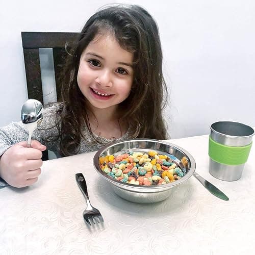 CHILLOUT LIFE Stainless Steel Kids Silverware Set 12 Pieces - Child and Toddler Safe Flatware - Kids Utensil Set - Metal Kids Cutlery Set (Includes 6 Small Kids Spoons & Kids 6 Forks) thumbnail 7