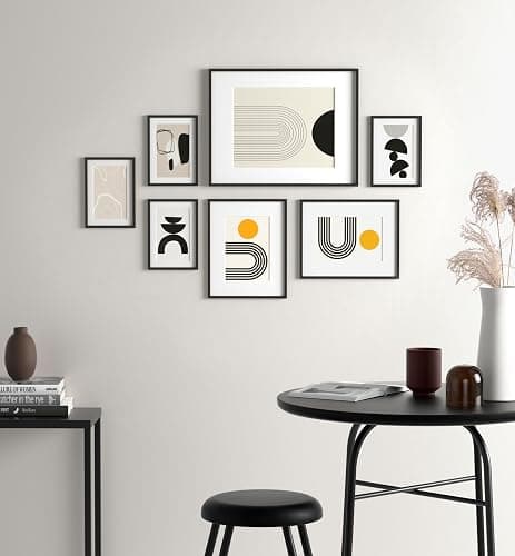 eletecpro Aluminum Gallery Wall Frame Set of 7, Including 1Pc 11x14, 2Pcs 8x10, 4Pcs 5x7 Photo Frames for Wall or Tabletop Display, Multiple Sizes Picture Frames Collage Wall Decor, Black thumbnail 2