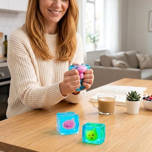 Cube Squeeze Ball Stress Fidget Toy, Glow in the Dark Ice Gel Filled Cube, Slow Rising Squishy Sensory Toy for Anxiety Relief, Kids and Adults (Dolphin) thumbnail 5