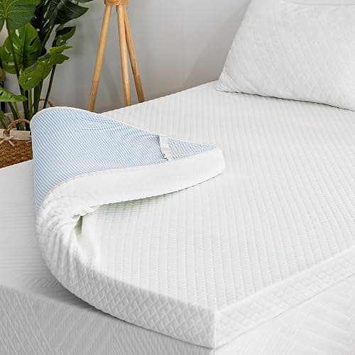 EGOHOME 4 Inch Twin Memory Foam Mattress Topper with Removable Cover | Cooling Gel Memory Foam Bed Topper for Pressure Relief, CertiPUR-US Certified - Image 1