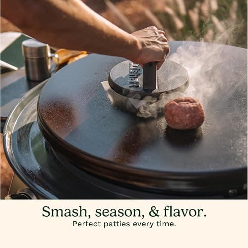 Cuisinart 6.5" Cast Iron Smashed Burger Press, Round Flat Edge Grill Press for Crispy Smash Burgers, Burger Tool for Grill and Griddle Accessories, for BBQs and Tailgates thumbnail 5