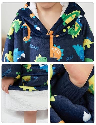 KFUBUO Dinosaur Wearable Blanket Hoodie for Kids Toddlers Sherpa Blanket Sweatshirt with Pocket 2-6 Year Old Boys&Girls Birthday Gifts thumbnail 5