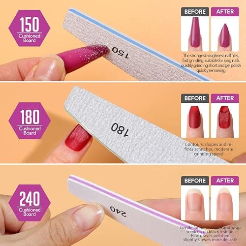 Teenitor Nail File Buffer, Nail Files, Nail Buffer Set to File, Shape,Smooth, Buffer and Shine Nails, Half-Moon thumbnail 4