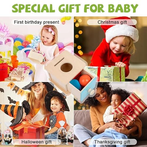 Adena Montessori Infant Toddlers Coin Box Montessori Toys for 6-12 Months Babies 1 Year 2 Year Old (2 in 1,Coin&Ball, Blue Door) thumbnail 7