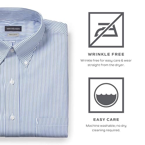 Van Heusen Men's Dress Shirt Regular Fit Pinpoint Stripe thumbnail 4