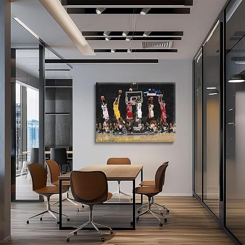 Basketball Legends Canvas Wall Art Print Poster, Iconic Sports Stars Shooting Inspirational Picture, Motivational Photography Wall Decor for Gym Dorm Home Office Living Room Bedroom, Framed 11x14inch thumbnail 7