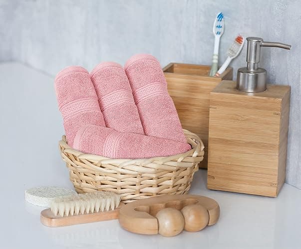 Utopia Towels 8 Piece Premium Towel Set, 2 Bath, 2 Hand, and 4 Wash Cloths, 600 GSM 100% Ring Spun Cotton, Highly Absorbent Towels for Bathroom, Gym, Hotel, and Spa, Dusty Pink - 8 Pieces Towel Set - Dusty Pink thumbnail 7