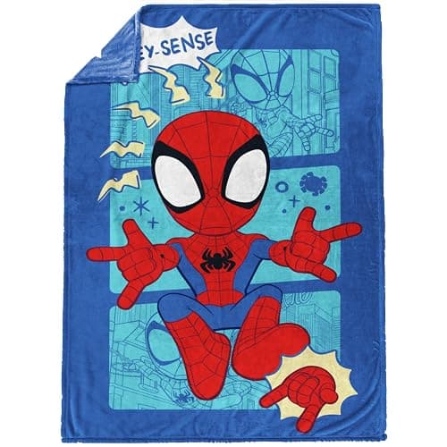 Jay Franco Kids Plush Throw Blanket – Soft & Cozy Fleece Throw for Bedroom & Couch Décor, Official Licensed Product, Blue - Spidey & Friends, 60x90 - Large Blanket thumbnail 2