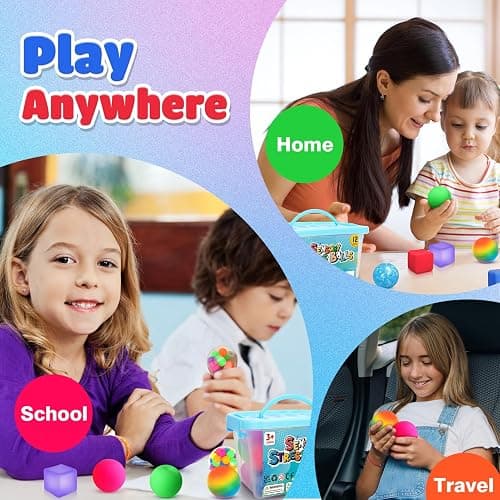 Stress Balls Fidget Sensory Toys: 12 Pack Squishy Stress Balls for Kids 3-12 - Hand Therapy Sensory Ball with Nervousness Pressure Relief - Squeeze Stress Toys Bulk - Classroom Prize Gift for Student thumbnail 8