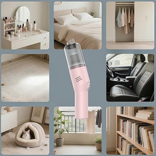 Mini Handheld Vacuum for Home&Car, Cordless Portable Rechargeable Pink | Quick Cleanups, Tight Spaces, USB-C Rechargeable, Easy Storage, Office, Cup Holders, Seat Gaps, Window Tracks thumbnail 9