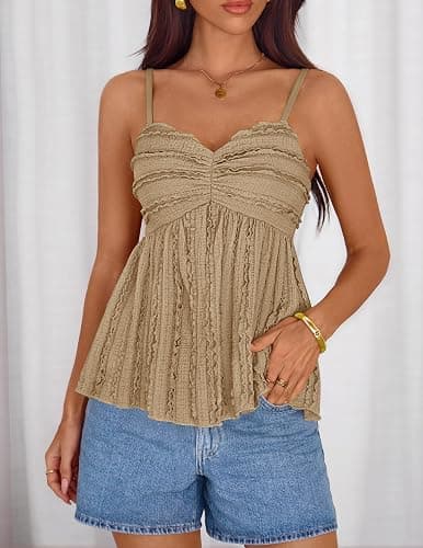 ZESICA Womens Summer Spaghetti Strap Tank Tops 2026 Trendy Going Out Sleeveless V Neck Flowy Y2K Cami Top Fashion Outfits thumbnail 6