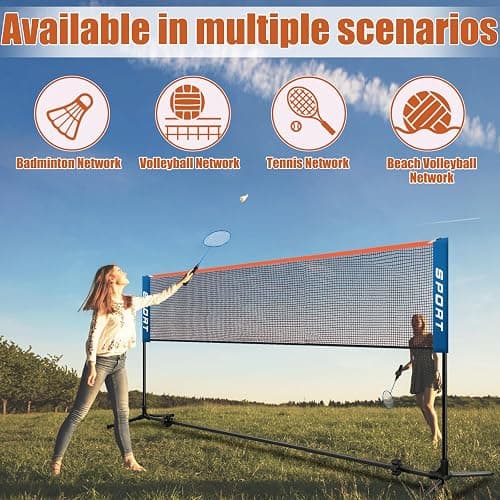 AKOZLIN Portable Badminton Net Set Height Adjustable Badminton Pickleball Net with Poles & Carry Bag for Badminton,Volleyball,Tennis, Pickleball,Soccer Tennis - Easy Setup thumbnail 2