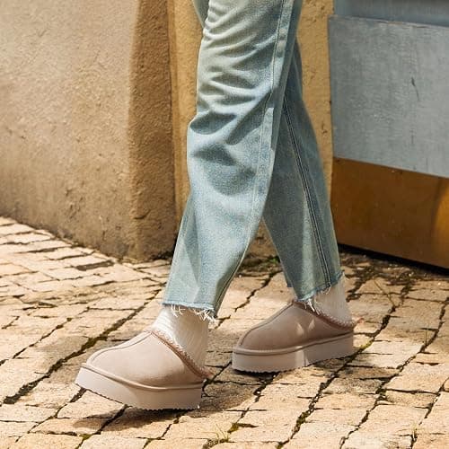 DREAM PAIRS Women's Platform Slippers Genuine Suede Slip-on Warm FuzzyEasy Autumn Winter Fluffy Comfy Furry Shoes for Outdoor Indoor thumbnail 2