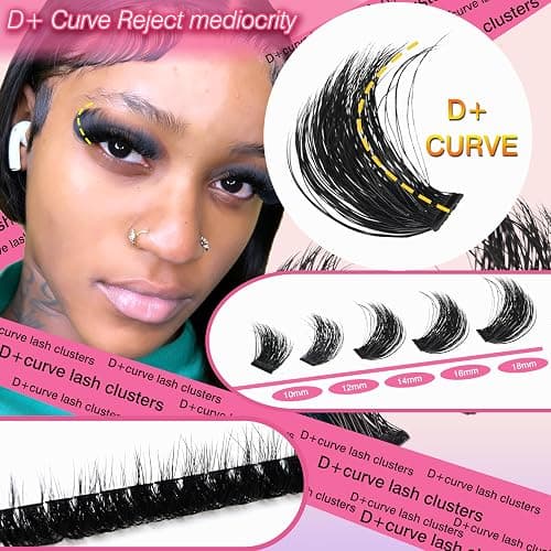 300D Lash Clusters D+ Curve Mega Volume 10-18mm Eyelash Clusters Huge Plus Pack 280pcs Lashes Reusable Wispy Clusters No Plastic Feeling Matte Black By Hiklasy thumbnail 2