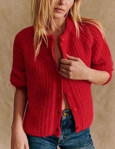 Bianstore Women's Casual Long Sleeve Crewneck Button Down Cardigan Sweater Knit Outwear thumbnail 2