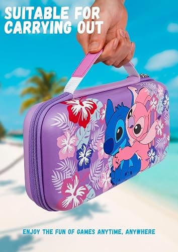 Xcitifun Carrying Case Designed for Nintendo Switch 2 for Kids Girls Boys Cute Kawaii Travel Carry Bag for Switch 2 (2025) 10 Game Cartridge Switch 2 Protective Cover Carrying Cases - Purple Hug thumbnail 7