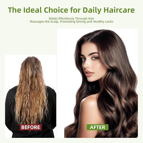 MRD Hair brush, Natural Bamboo Paddle Detangling Hairbrush, Massage Scalp Thick/Thin/Curly/Dry Hair For Women & Men thumbnail 7