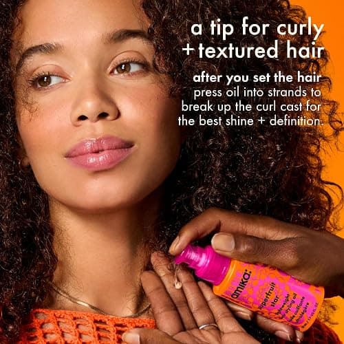 amika superfruit star lightweight hair styling + heat defense oil | heat protection, strengthen + reduce breakage, smooth frizz, add glossy shine | for all hair types thumbnail 10