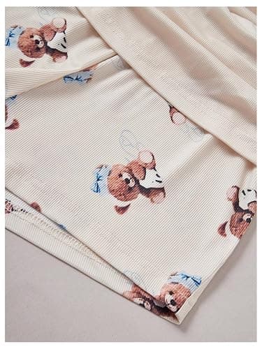 MakeMeChic Women's 3 Piece Pajama Set Cute Printed Lace Cami Crop Top and Pleated Shorts with Pants Sleepwear thumbnail 5