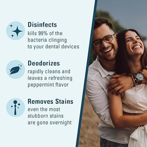 Retainer Cleaner and Soak Container, No-Mess Cleaning Tablets with Universal Denture Bath Case and Strainer, Multipurpose, for Mouth Guard Stains, Odor, and Plaque (92 Tablets + 1 Bath) by M3 Naturals thumbnail 3