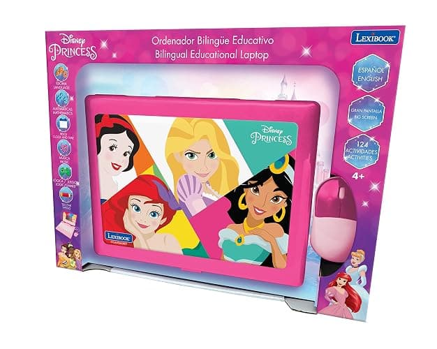 Lexibook Disney Princess - Educational and Bilingual Laptop Spanish/English - Girls Toy with 124 Activities to Learn, Play Games and Music - Pink JC598DPi2 thumbnail 4