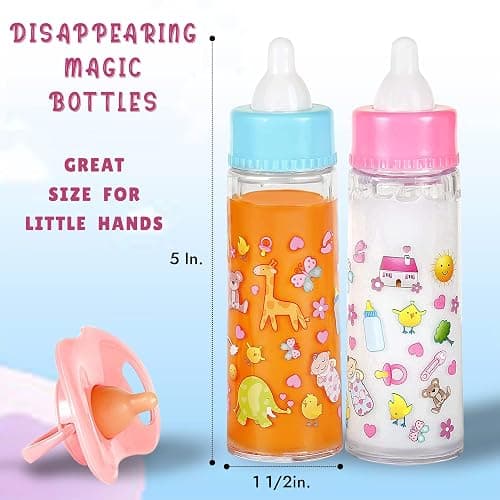 Exquisite Buggy My Sweet Baby Disappearing Magic Bottles - Includes 1 Milk, 1 Juice Bottle with Pacifier for Baby Doll (Colorful) thumbnail 3