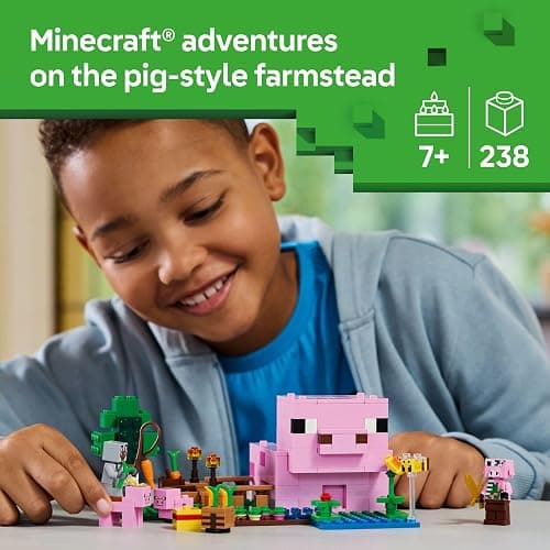 LEGO Minecraft The Baby Pig House Toy Figures and Playset - Building Minecraft Toy for Kids, Boys and Girls, Ages 7+ - with 2 Minifigures for Pretend Play - Gift Idea for Birthdays - 21268 thumbnail 2