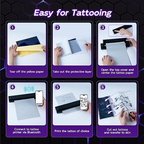 Itari Tattoo Stencil Printer Kit for Beginners, Temporary Tattoo Printer with 10 Pcs Transfer Paper, Bluetooth Stencil Printer for Tattooing, Wireless Tattoo Machine Compatible with Phone/Tablet/PC thumbnail 6