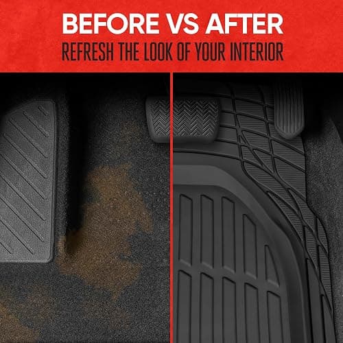 Motor Trend FlexTough Floor Mats for Cars, Black Deep Dish All-Weather Car Mats, Waterproof Trim-to Fit Automotive Floor Mats for Cars Trucks SUV, Universal Floor Liner Car Accessories thumbnail 6