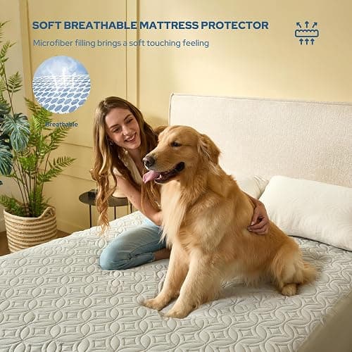 BEDLORE Waterproof Mattress Protector, Queen Size Mattress Pad with Deep Pocket 6"-18" Depth, Soft Dirt-Proof Double Bed Mattress Cover for Bedroom, College Dorm, Hotel (Light Gray) thumbnail 3