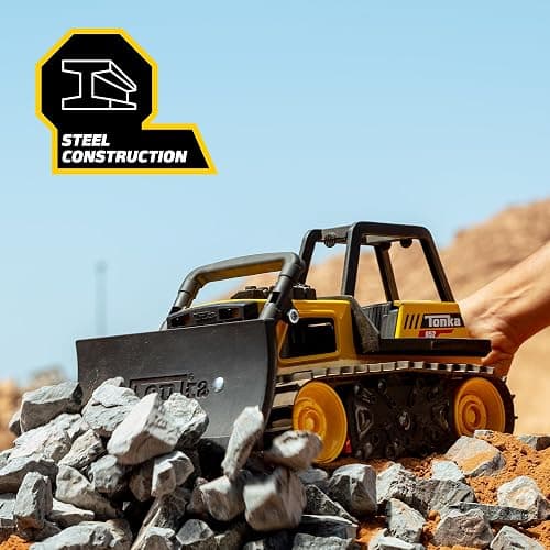 Tonka Steel Classics Bulldozer - Made with Steel & Sturdy Plastic, Yellow Toy Construction Truck, Boys and Girls, Kids, Toddlers, Ages 3+ thumbnail 4