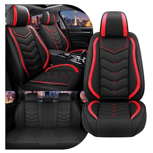 Car Seat Covers for Dodge Durango 2000-2025, Stylish Sport Seat Cover, Premium Nappa Leather Car Seat Cover. Automobile Seat Covers Sets.(Standard 5 Seats/Black Red) - Image 1
