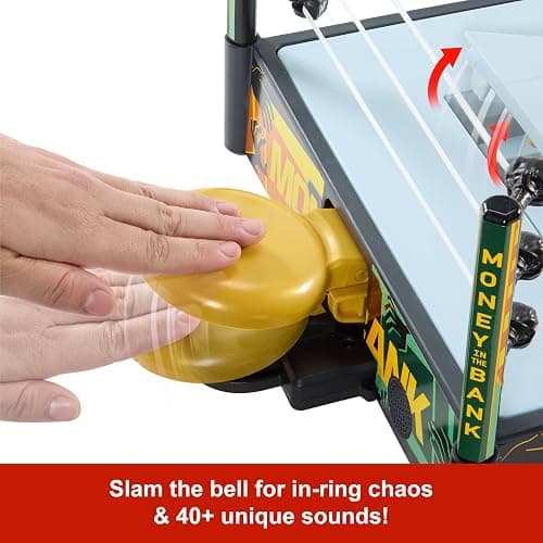 Mattel WWE Money in The Bank Cash-in Ring Playset with 2 Play Modes & 40+ Sounds & Phrases, Includes Launcher Crane, Ladders & Briefcase, 13-Inch x 20-Inch thumbnail 4