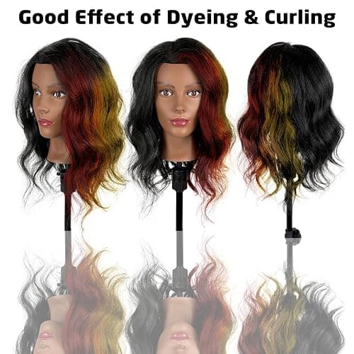 Opini Mannequin Head 100% Real Human Hair for Braiding with Tropid Stand | Cosmetology Mannequin Doll Head with Hair 18" for Hairdresser Salon Beginner Practice Braiding Hairstyling thumbnail 4