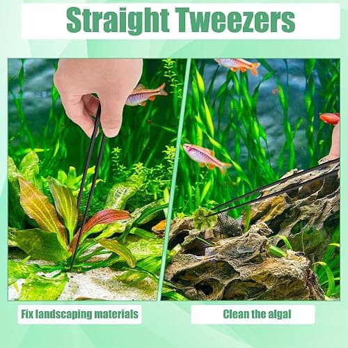 Liveek Aquarium Aquascape Tools Kit, 4 in 1 Anti-Rust Aquatic Plant Aquascaping Tool Stainless Steel Black Tweezers Scissors Spatula for Aquarium Tank Clean Fish Tank Aquascape Tools Sets (Black) thumbnail 4