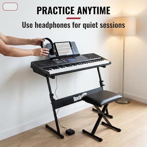 RockJam RJ761 61 Key Keyboard Piano with Keyboard Bench, Digital Piano Stool, Sustain Pedal, Headphones & Lessons thumbnail 6