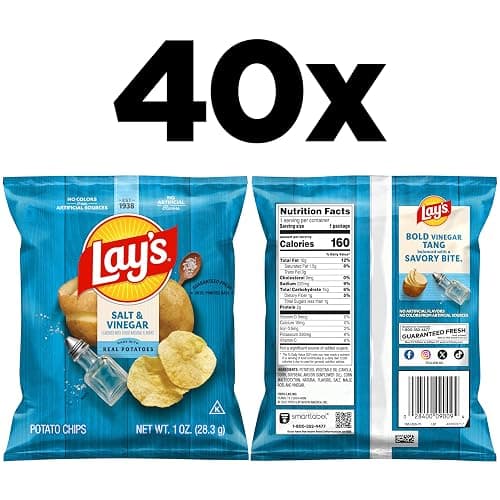 Lay's Salt & Vinegar Flavored Potato Chips, 1 oz Bags, (40 Count) (Packaging May Vary) thumbnail 2