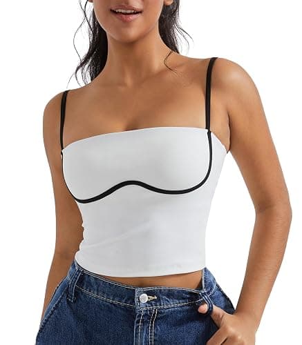 OMKAGI Womens Workout Tank Tops Adjustable Strap Longline Sports Bra Padded Sleeveless Top thumbnail 6