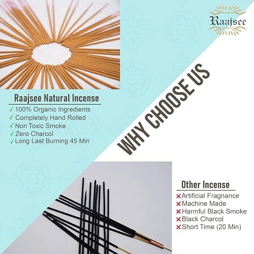raajsee Incense Sticks 6 Pack Variety Set 15gm Each, Nag Champa- Jasmine - vanila-Japanese Rose-White Sage,100% Organic Hand Rolled- Perfect for Yoga, Meditation,Aromatherapy thumbnail 7