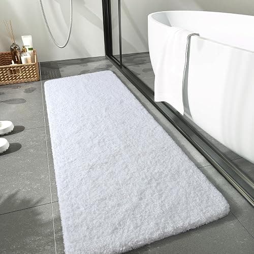 LOCHAS Bathroom Rug Runner 24x60 Inch, Soft Thick Absorbent Microfiber Bath Rugs for Bathroom, Machine Washable, Shaggy Plush Non Slip Bath Mat for Tub, Shower Floor, Quick Dry Mats, White thumbnail 6