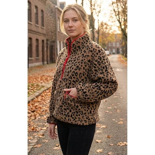 Ainangua Fuzzy Half Zip Fleece Jacket Women Long Sleeve Sherpa Pullover Sweatshirt Casual Warm Winter Chunky Teddy Outerwear thumbnail 3