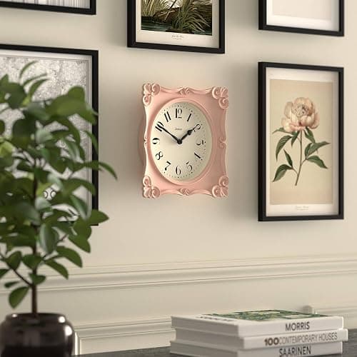 JONES CLOCKS® Rialto Wall Clock | Ornate Vintage Style Square Clock | 10 inch | Pink | Ideal for The Living Room or Bedroom thumbnail 5