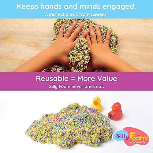 Silly Foam, Creative Modeling Foam Beads, 2-Pack of 6 Neon Pastel Colors, Perfect for Preschool and Kids, Arts & Crafts, Sensory Play, STEM, Travel Toy, Holiday Gifts, Non-Toxic (Age 3+) thumbnail 5